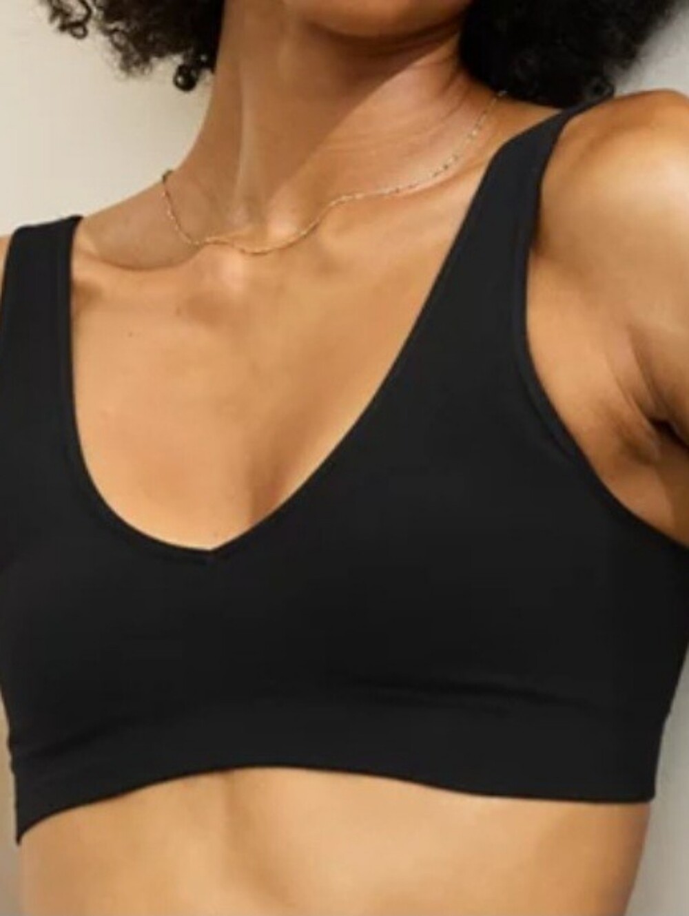 Superchill by Aerie Cotton Seamless Plunge Bralette Large Black